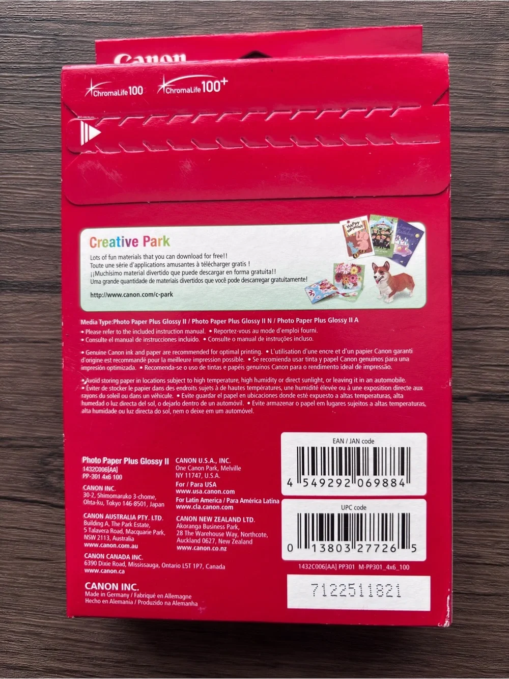 Canon Photo Paper Plus Glossy II (PP-301) 100 Sheets 4x6 70 NEW UNOPENED